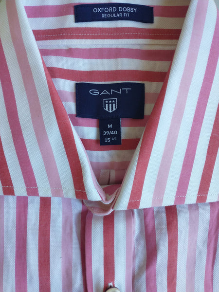 GANT Men's Rich Pink Royal Oxford Stripe Spread Collar Shirt 303326 Size M NWT