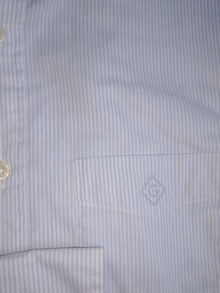 GANT DIAMOND G Men's Blue Cotton Linen Check Fitted Shirt 303802 Size M NWT