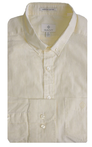 GANT DIAMOND G Men's Lemon Cotton Linen Check Fitted Shirt 303802 Size M NWT