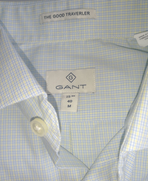 GANT DIAMOND G Men's Blue Check Fitted Spread Collar Shirt 303847 Size 40