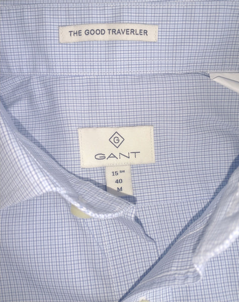 GANT DIAMOND G Men's Sky Check Fitted Spread Collar Shirt 303847 Size 40