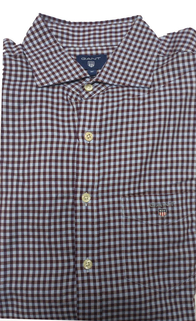 GANT Men's Purple Fig Gingham Fitted Spread Collar Shirt 304167 Size Medium NWT