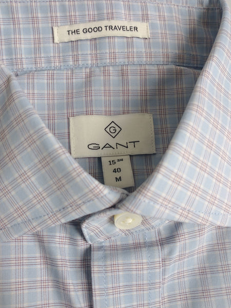 GANT DIAMOND G Men's Hamptons Blue Fitted Stretch Shirt 3050506 Size 40 NWT