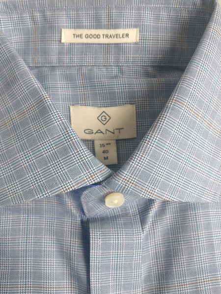GANT DIAMOND G Men's Marine Stretch Broadcloth Check Shirt 3051104 Size 40 NWT