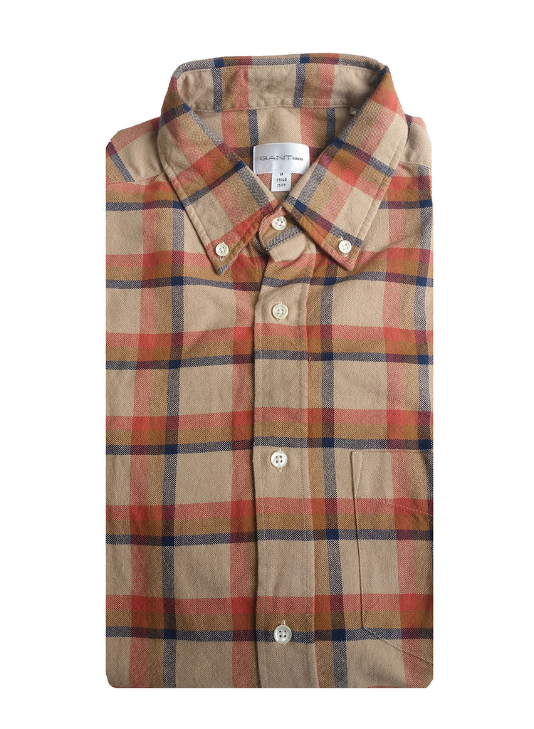 GANT RUGGER Men's Burnt Grass Oxford Checker LFBD Shirt 3080530 Size M NWT