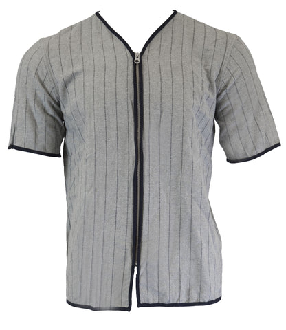 Gant Rugger Men's Zip Striped Baseball Shirt, Grey Melange, Medium
