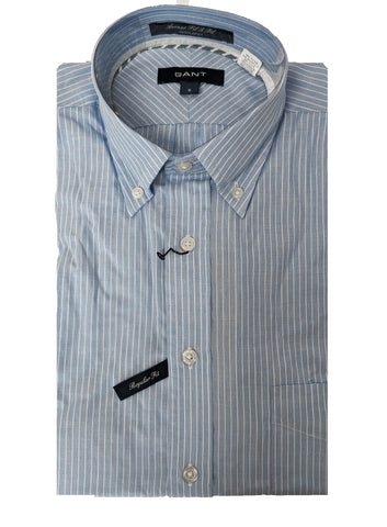 GANT Men's Heavely Blue Avenue Fil a Fil Stripe Shirt Size Small NWT