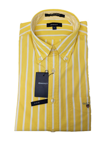 GANT Men's Gold Yellow Regent Poplin EZ Fit Button Down Shirt Size Medium NWT