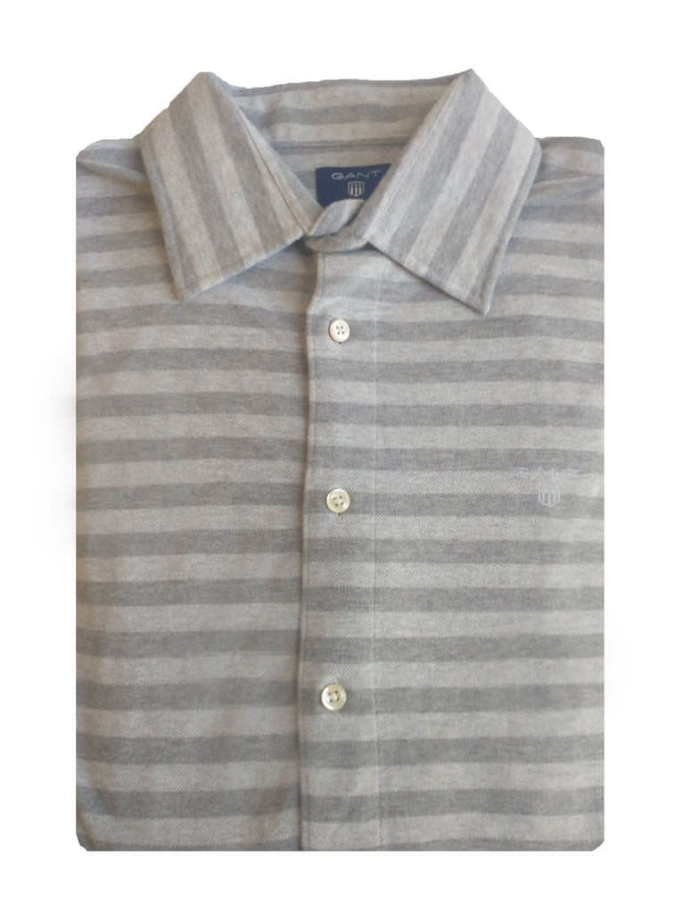 GANT Men's Grey Barstripe Pique Spread Collar Shirt 364276 Size Medium NWT