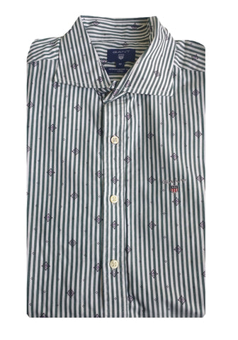 GANT Men's Pine Green Herringbone Banker Fitted Shirt 364577 Size M NWT