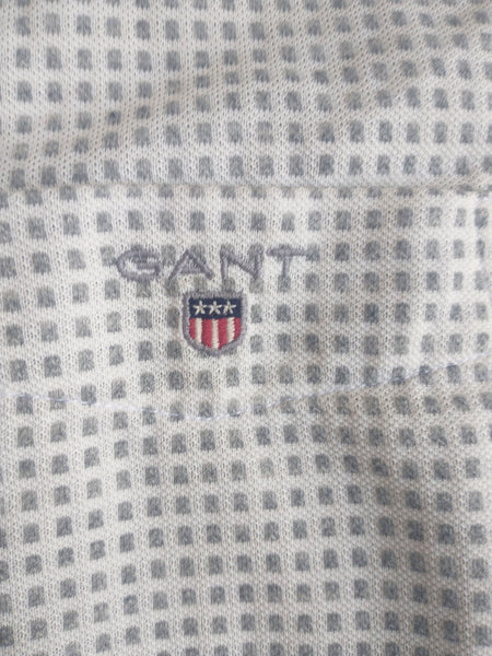 GANT Men's Grey Tech Prep Pique Check Fitted Shirt 364662 Size Medium NWT