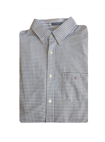 GANT Men's Persian Blue  Tech Prep Pique Check Fitted Shirt 364662 Size M NWT