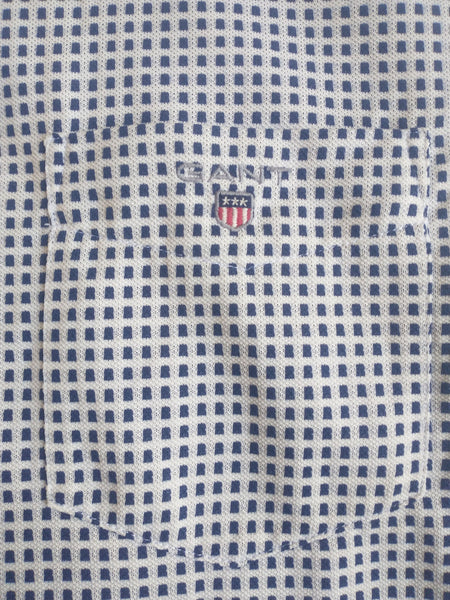 GANT Men's Persian Blue  Tech Prep Pique Check Fitted Shirt 364662 Size M NWT