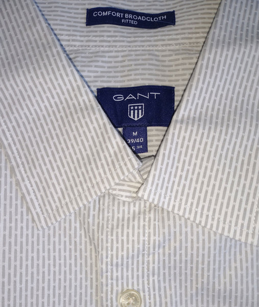 GANT Men's Stone Grey Comfort Broadcloth Dobby Dress Shirt 364820 Size M NWT