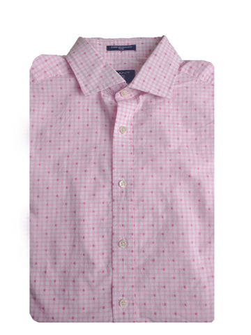 GANT Men's Bright Pink Dobby Check Spread Collar Shirt 365647 Size M NWT