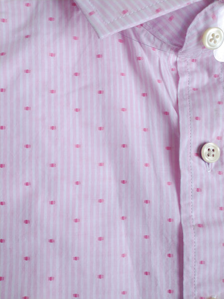 GANT Men's Bright Pink Dobby Stripe Square Fitted Shirt 365677 Size Medium NWT
