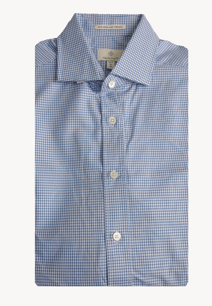 GANT DIAMOND G Men's Sky Luxe Twill Check Fitted Spread Shirt 369017 Sz 40 NWT
