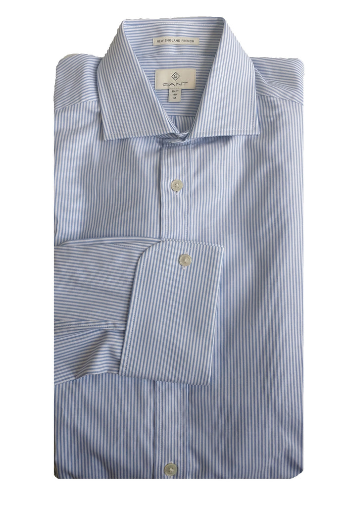 GANT DIAMOND G Men's Sky Luxe Twill Stripe Fitted Spread Shirt 369027 Size 40 NWT