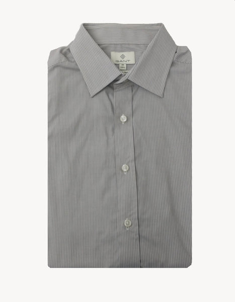 GANT DIAMOND G Men's Dark Camel Stripe Fitted Town Collar 383915 Size 39 NWT