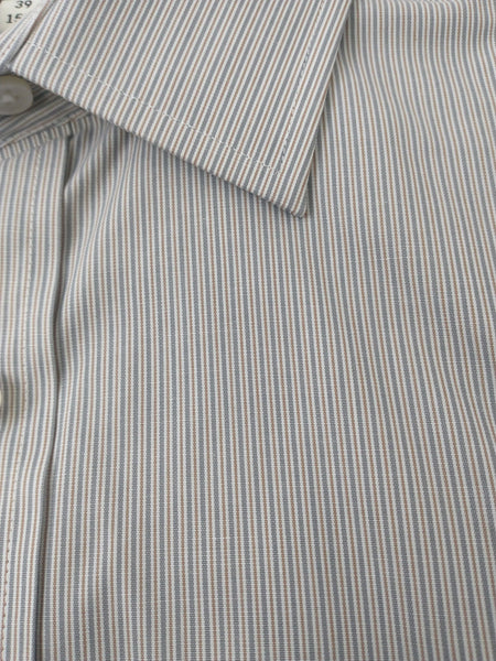 GANT DIAMOND G Men's Dark Camel Stripe Fitted Town Collar 383915 Size 39 NWT