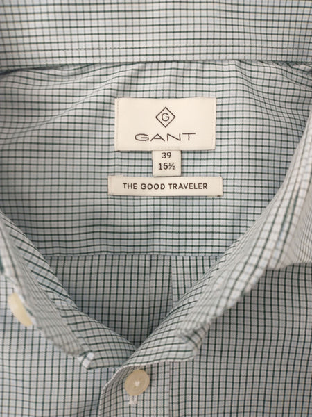 GANT DIAMOND G Men's Mini Check Fitted Spread Collar Shirt 383957 Size 39 NWT