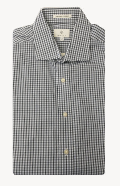 GANT DIAMOND G Men's Guard Check Stripe Fitted Spread Collar 384112 Size 39 NWT