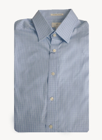 GANT DIAMOND G Men's Hamptons Blue Check Fitted Town Collar Shirt 384215 Sz 40