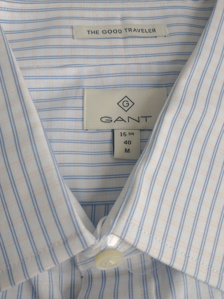 GANT DIAMOND G Men's White Check Fitted Town Collar Shirt 384215 Size 40