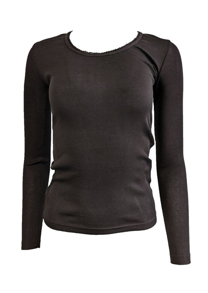 GANT Women's Dark Brown Silky U Neck Top 404514 Size X-Small NWT