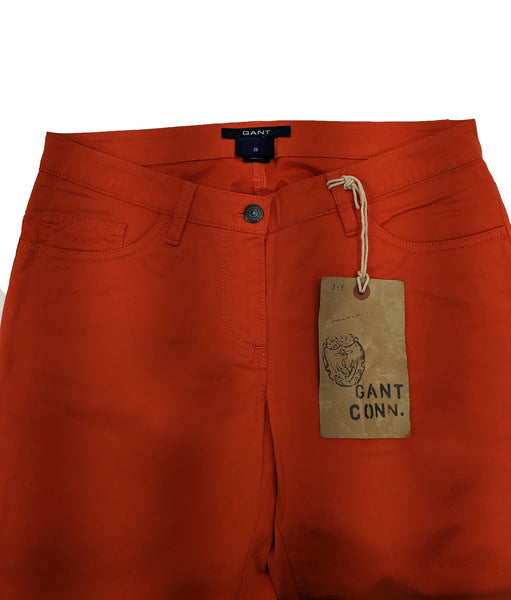 GANT Women's Brick Orange Kelly Cropped Twill Pants Size 28 NWT