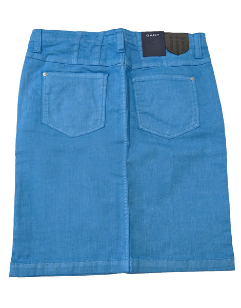 GANT Women's Pool Turquoise Overdyed Denim 21 inch Skirt Size 8 NWT