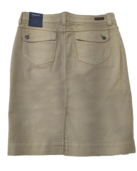 GANT Women's Gold Beige Garement Dyed Twill 21 inch  Skirt Size 8 NWT