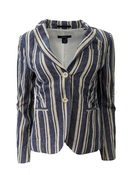 GANT Women's Denim Dream Vintage Striped Blazer $495 Retail NWT