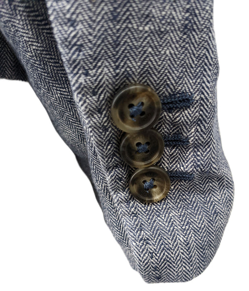 GANT Women's Storm Blue Linen Herringbone Blazer $495 NWT