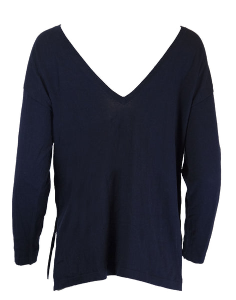 GANT RUGGER Women's Harbor Navy Vee Back Top 482032 Size S $155 NWT