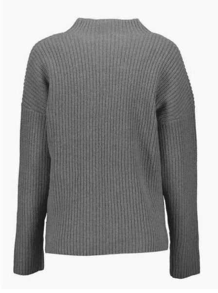 GANT Women's Light Grey Wool Rib Mock Neck Sweater $185 NWT