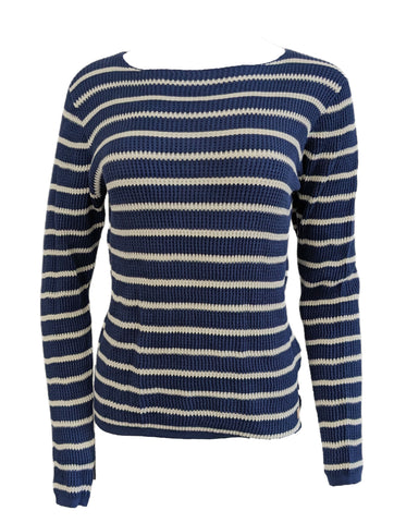 GANT Women's Pilot Blue Breton Stipe Boatneck Top 487016 Size Medium NWT