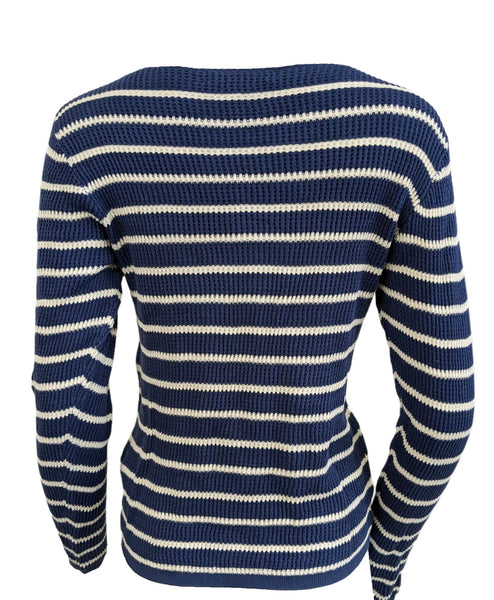GANT Women's Pilot Blue Breton Stipe Boatneck Top 487016 Size Medium NWT