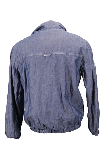 GANT Men's Storm Blue Chambray Windbreaker Jacket 72064 Size Medium $475 NWT