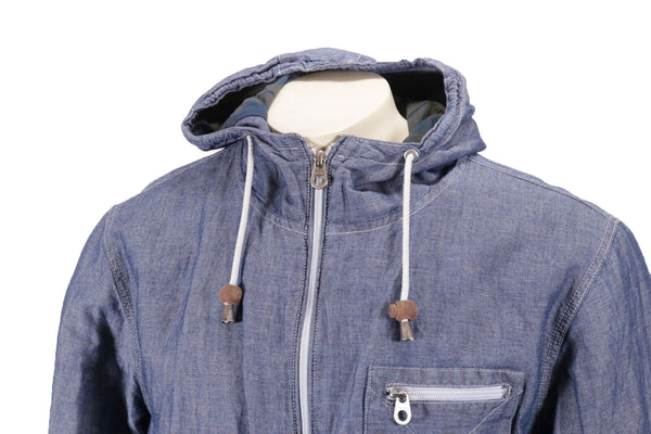 GANT Men's Storm Blue Chambray Windbreaker Jacket 72064 Size Medium $475 NWT