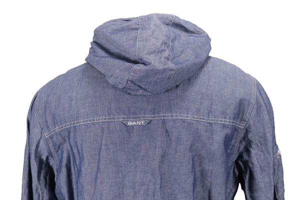 GANT Men's Storm Blue Chambray Windbreaker Jacket 72064 Size Medium $475 NWT