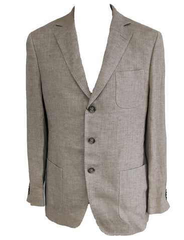 GANT Men's Khaki Herringbone 3 Button Blazer 76514 Size 52 $425 NWT