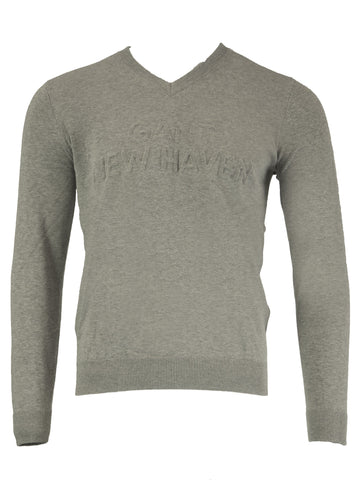 GANT Men's Grey Melange  O2 Gant Logo V-Neck Sweatshirt 81245 Size M $165 NWT