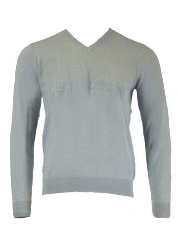GANT Men's Lake Blue O2 Gant Logo V-Neck Sweatshirt 81245 Size M $165 NWT