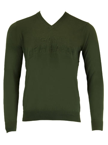 GANT Men's Pine Green O2 Gant Logo V-Neck Sweatshirt 81245 Size M $165 NWT