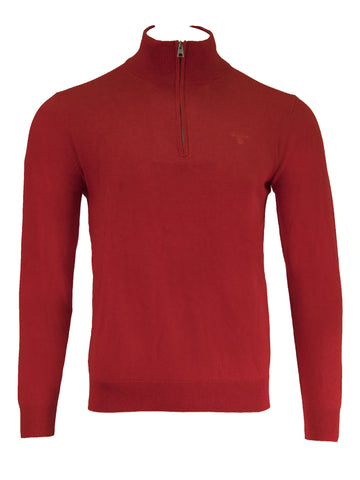 Gant Men's Lightweight Cotton Zip, Medium, Bright Red Melange