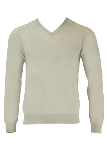 Gant Men's Extra Fine Merino Silk Vee Sweater, Silver Cloud, Medium
