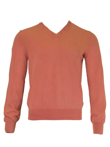 Gant Men's Antique Cotton V-Neck Sweater, Medium, Paradise Pink