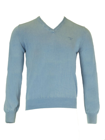 Gant Men's Antique Cotton V-Neck Sweater, Medium, Summer Sky
