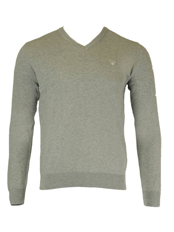 GANT Men's Grey Melange O1 Double Face V-Neck Sweater 8030001 $160 NWT